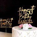 Happy 50th Birthday Cake Topper - Personalized Name Cake Topper Custom Cake Topper - 50th Anniversary, Fabulous 50, 30th 40th 60th 70th 80th product logo