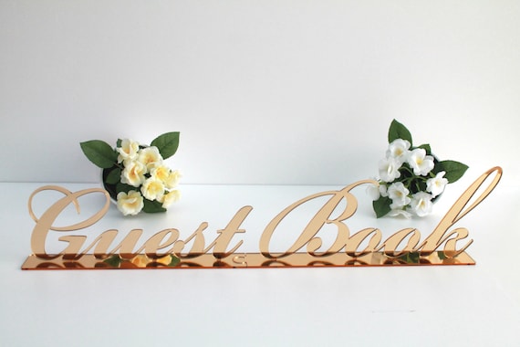 Gold Wedding Guestbook Table Sign Freestanding Guestbook Reception Decor Guestbook Table Sign Stand Wedding Signage Guestbook laser cut sign