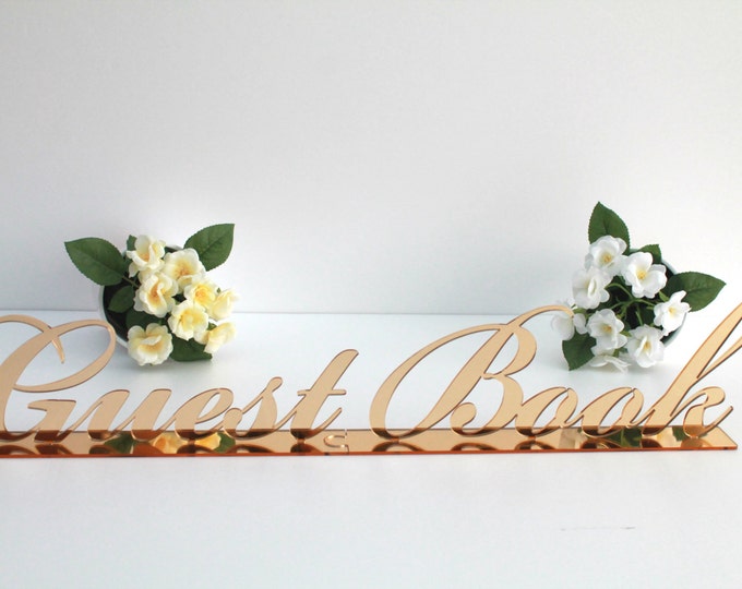 Gold Wedding Guestbook Table Sign Freestanding Guestbook Reception Decor Guestbook Table Sign Stand Wedding Signage Guestbook laser cut sign