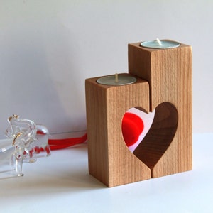 Valentines day gift Wood candle holders Heart shaped Wedding gift Tea light holder Table centerpiece Home decoration Rustic Wooden Decor zdjęcie 3