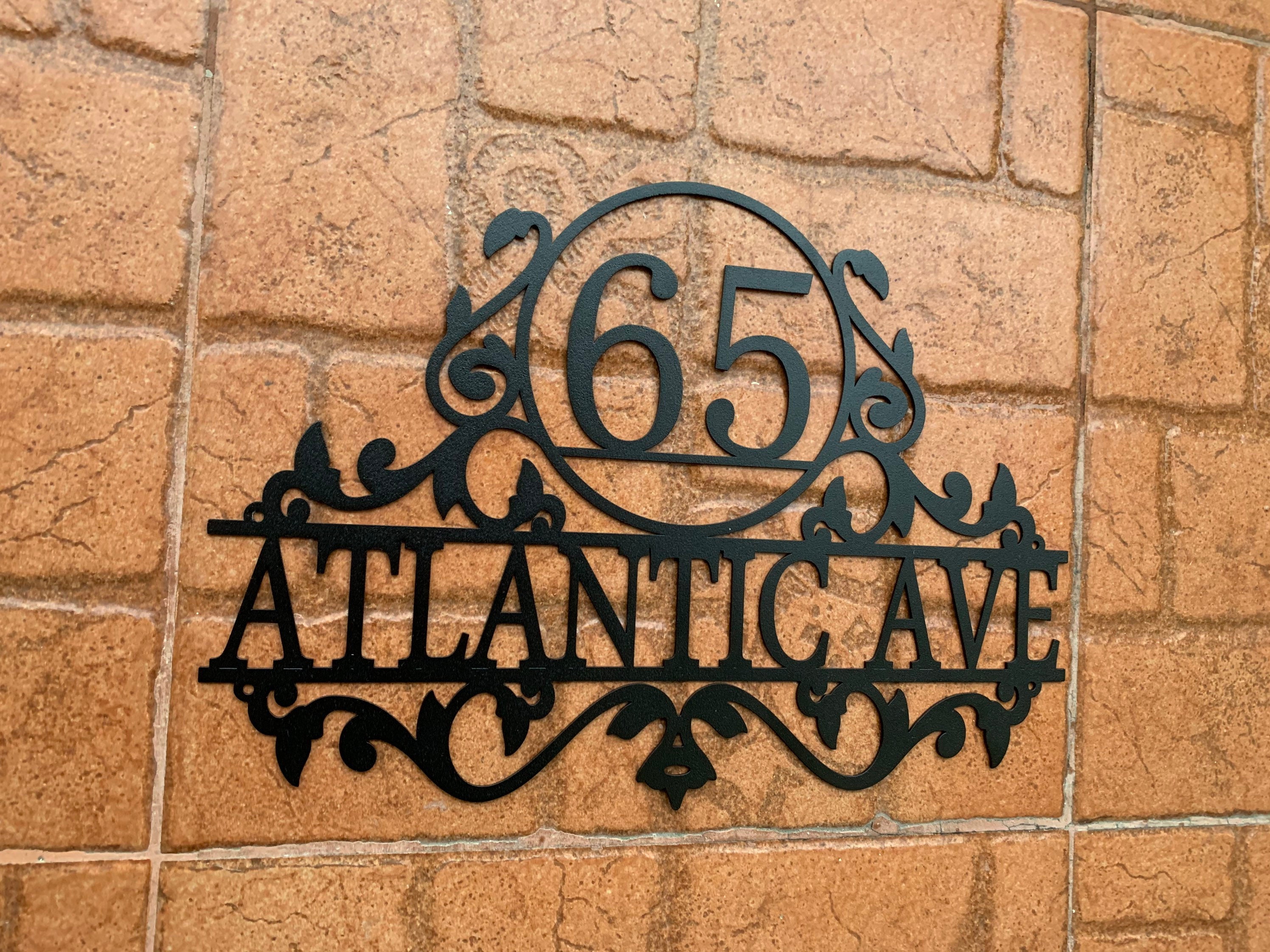 Personalized Metal Address Sign House Custom Number Street Wall Plaque Outdoor