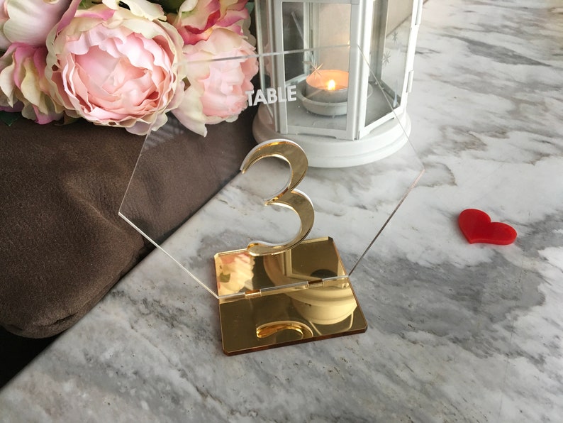 Wedding Table Number Stands Hexagon Geometric Clear Acrylic Etsy