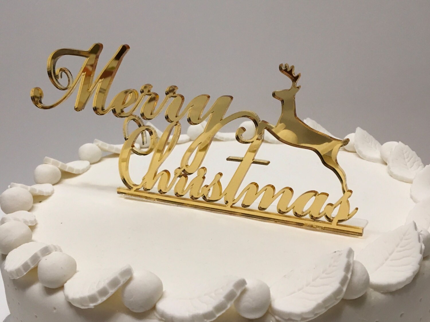 Personalized Golden Merry Christmas cake topper Cake centerpiece Custom