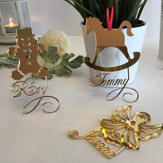 Personalized Christmas Bauble Small Christmas gift for Kids Christmas name tree ornament Reindeer Rocking Horse Gingerbread man Xmas angel