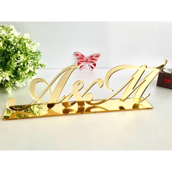 Wedding Initials Letters Bride and Groom Mr Mrs Personalized Couples Table Signs Custom Bridal Shower Reception Decor Freestanding Monogram