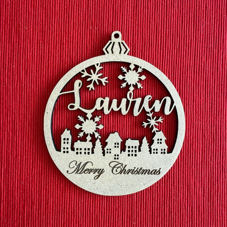 Personalized Wooden Christmas Name Ornaments | Custom Laser Cut Baubles ...