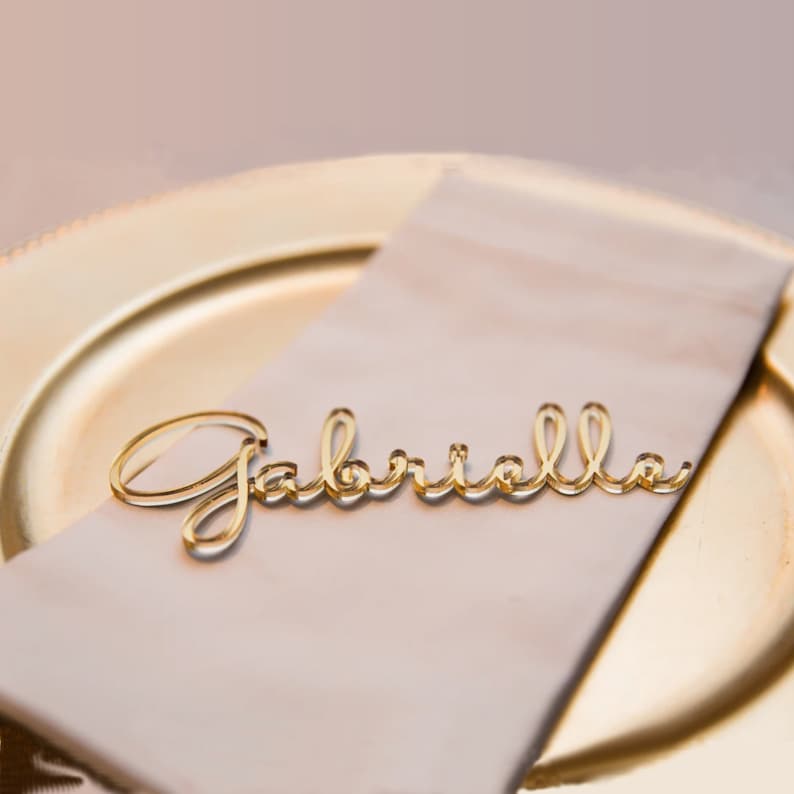 Wedding place card in Gold Mirror color by FranJohnsonHouse. Perfect wedding gift.