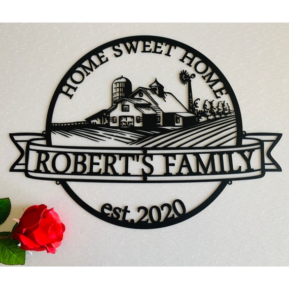 Home Sweet Home Family Sign Personalized Last Name Sign Metal Outdoor Front Door Wall Art Decor Gift for Couple Est Sign Our First Home Sign