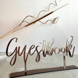 Targa da tavolo per libro degli ospiti - Targa da tavolo in acrilico per matrimonio - Numeri da tavolo - Decorazione moderna per eventi, elegante decorazione da tavolo per libro degli ospiti per matrimoni