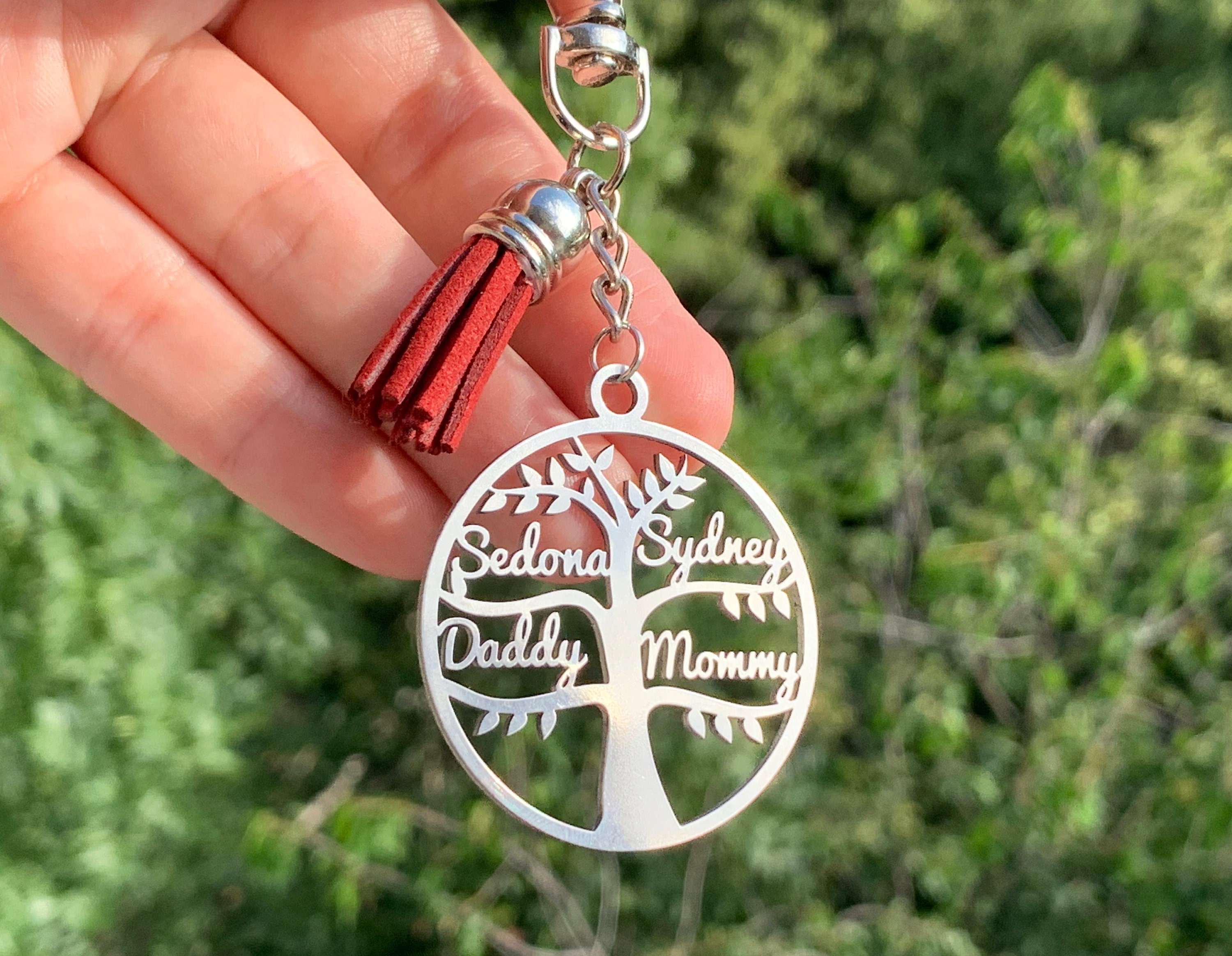 Porte clef bijou de sac symbole arbre de vie en métal argenté