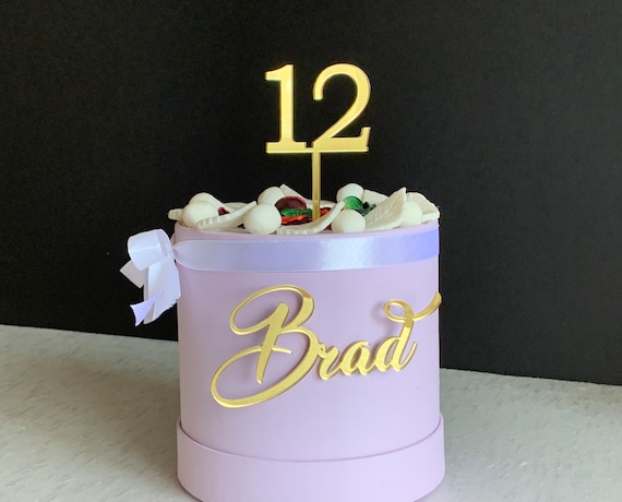 Custom Name Charm and Number Topper for Birthday Decorations Personalized Cake Topper Laser Cut Names Number on Stick, Any Name, Any Age