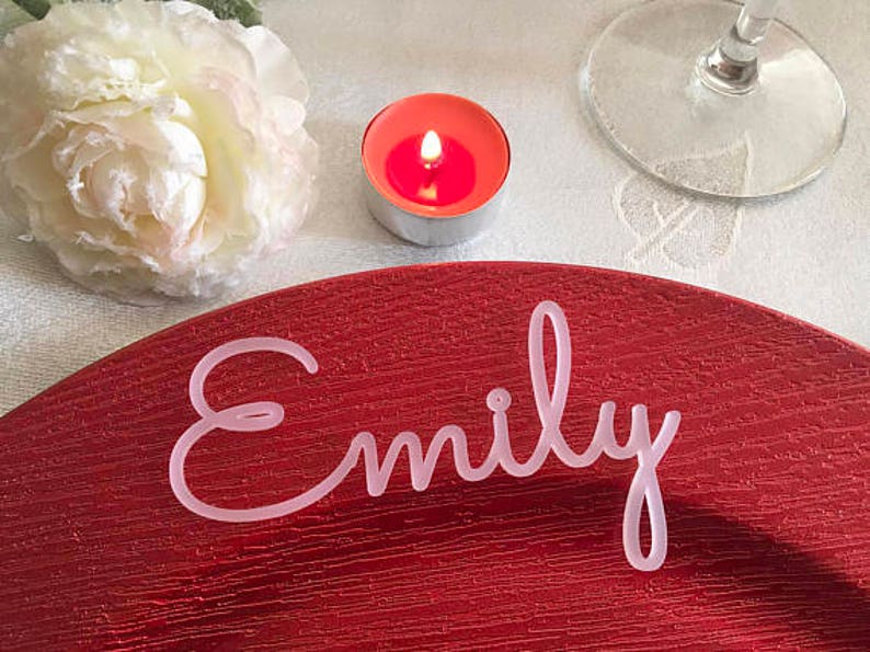 Gold Glitter Custom Wedding Laser Cut Names Personalized Wooden Table Cards Place Name Settings Guest Party Escort Cards Customise Wood Tags image 7