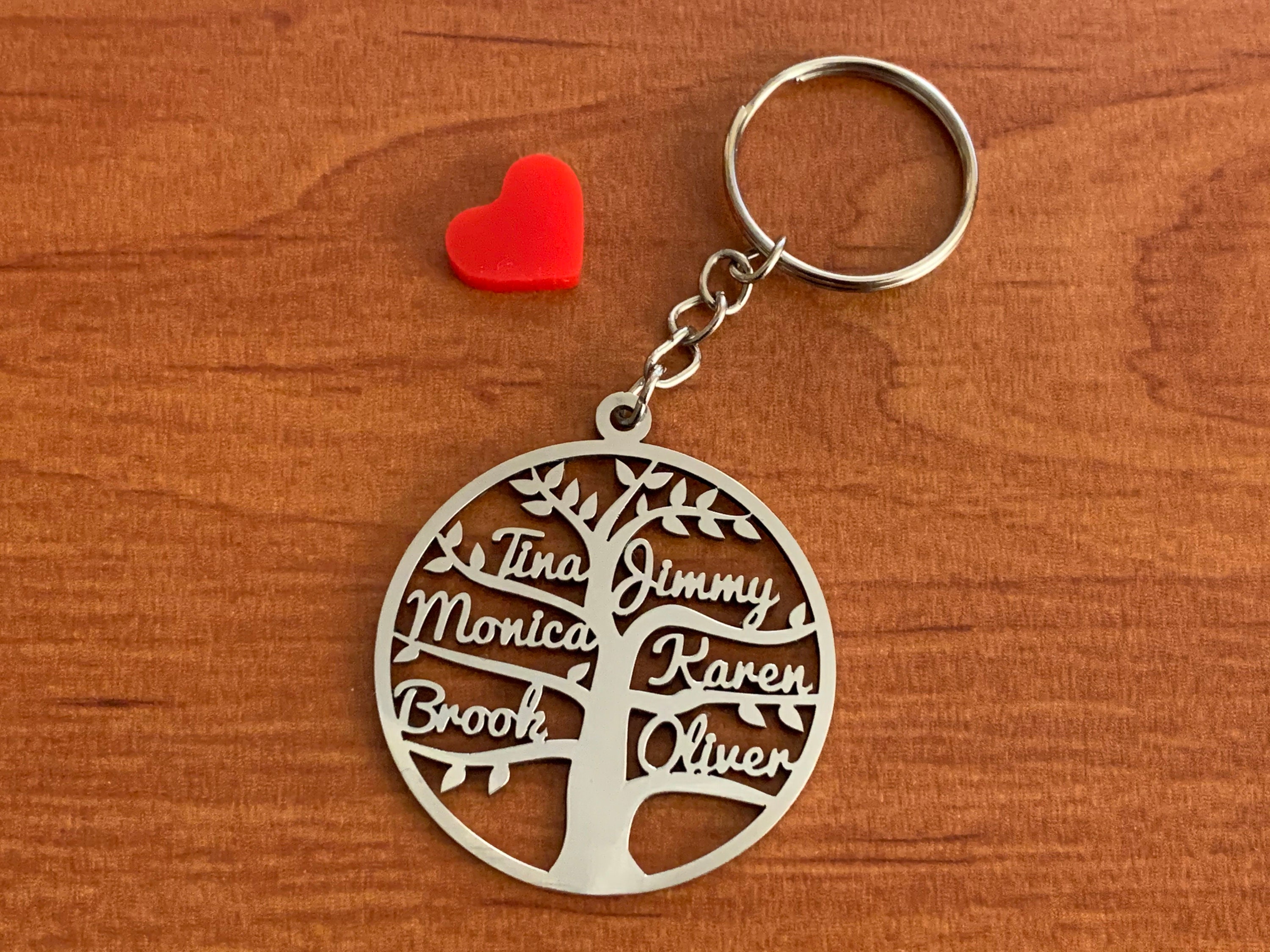 Personalized keychain with photo frame, custom engraved with name