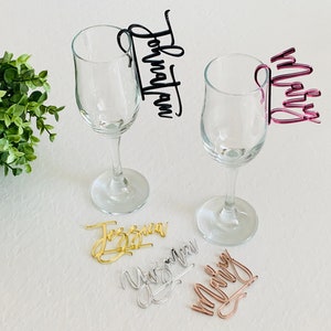 Personalized Wine Glass Charms Custom Name Tags Hen Party Cocktail Bar Champagne Birthday Drink Markers Laser Cut Place Cards Name Settings