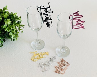 Personalized Wine Glass Charms Custom Name Tags Hen Party Cocktail Bar Champagne Birthday Drink Markers Laser Cut Place Cards Name Settings