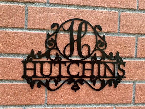 Personalized Last Name Metal Sign Outdoor Monogram Initial Letter Housewarming Gift Wall Hanging Front Door Wreath Custom Anniversary Gifts