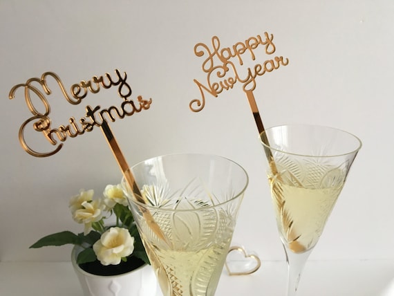 10 Santa Hat Christmas Drink Toppers, Personalised Drink Topper
