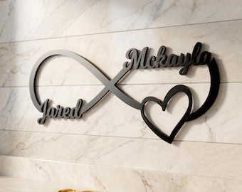 Personalized Infinity Name Sign, Custom Metal Wall Decor for Wedding or Anniversary