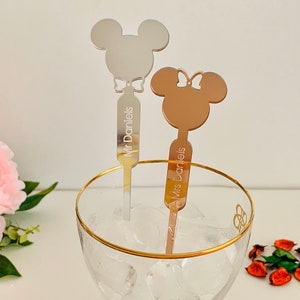 Personalized Mickey Mouse Minnie Mouse Disney Wedding Decorations Drink Stirrers Custom Name Swizzle Stir Stick Birthday Party Accessories