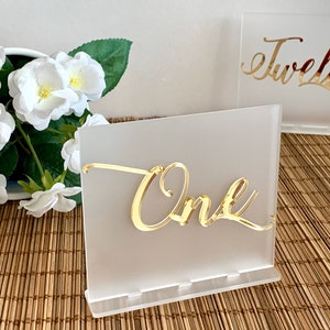 Frosted White Wedding Table Numbers Modern Centerpieces Acrylic Wedding Signs Seating Plan Wedding Decor Handmade Frost Table Number Holders