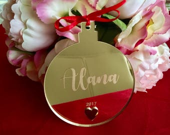 Personalized Christmas Gold Bauble Name Year 2023 Ornament Custom Xmas Gift Personalised Tree Decorations First 1st Christmas 2022 Any color
