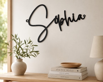 Custom Metal Name Sign, Personalized Metal Words, 7 Font Options, Script Steel Wall Decor