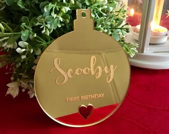My First Birthday Sign Ornament Custom Text Personalized Name Bauble Personalised Baby's 1st Ornament Name Tree Decorations Gift for Kids