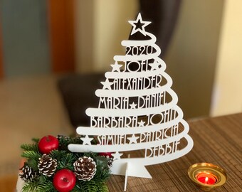 Targa Natalizia Personalizzata In Metallo Con Nome Famiglia - Decorazione Parete Albero Di Natale Per Interni/Esterni