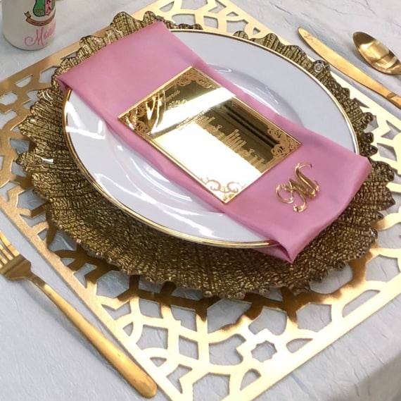 Personalized Acrylic Dinner Table Menu Wedding Menus Card Engraved Gold Mirror Food Menu Wedding Sign Signage Reception Table Centerpiece