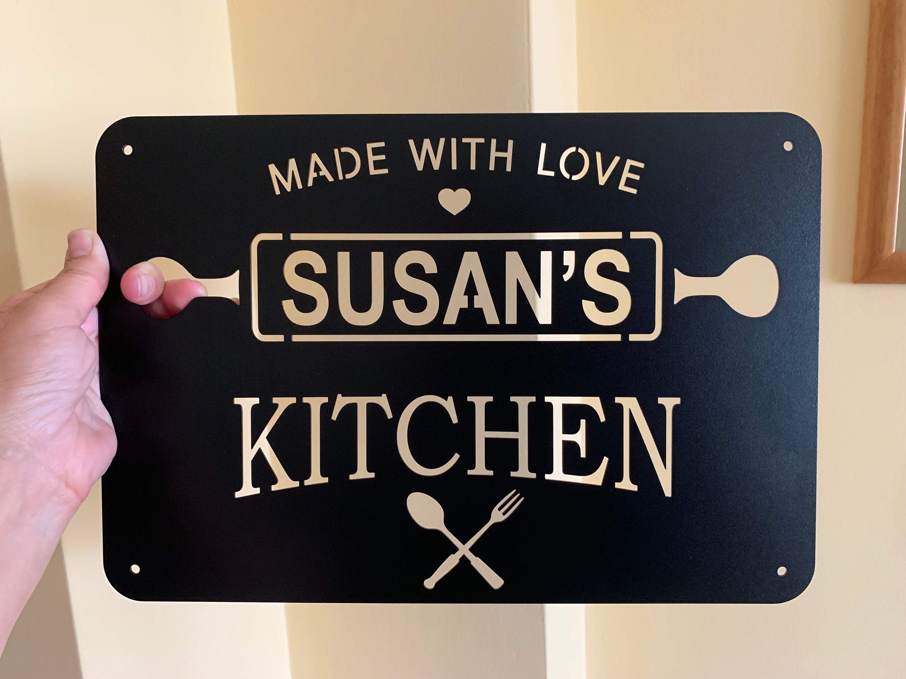 Personalized Kitchen Name Sign Custom Metal Indoor Sign, Mother's