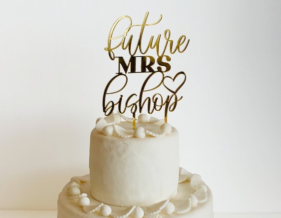 Futuro personalizado Mrs Cake Topper Nombre personalizado Bridal Shower  Hand Lettered Caligrafía Despedida de soltera Compromiso Wedding Cake Topper  Script -  México