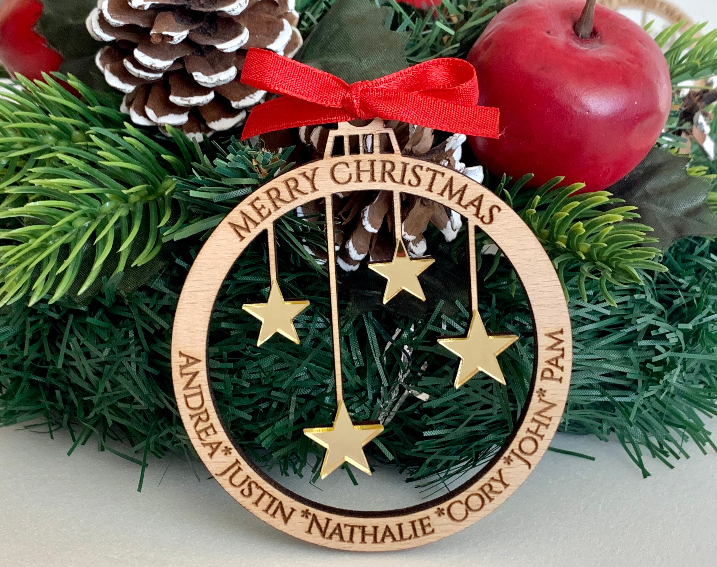 Family Christmas Ornament with Round Baubles, Personalized with Names –  Mollie's Custom Creations