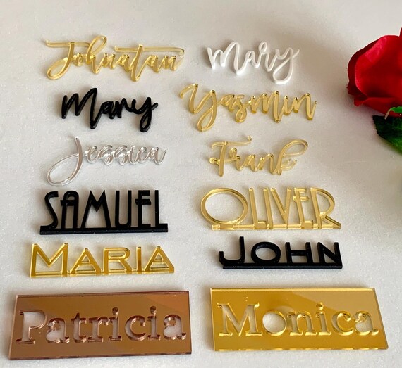 Personalized Acrylic Laser Cut Names for Wedding, Custom Place Cards Name Setting, Guest Name Tags