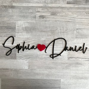 Personalized Name Sign, Family Sign, Custom Names and Heart, Custom Metal Words, Laser Cut Names, Script Metal Letters for Wall, Love Plaque image 9