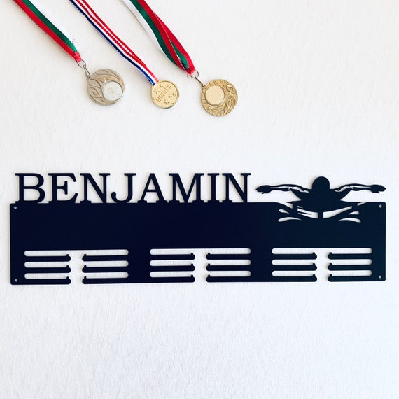 Personalized Butterfly Swimming Medal Holder Custom Name Swim Medal Hanger Sports Metal Display Rack for Awards, Suitable for Men or Women
