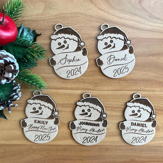 Christmas Stocking Name Tag - Custom Snowman Ornament - Personalized Name Ornament - Christmas Tree Decor - Christmas Ornament - Gift Tags