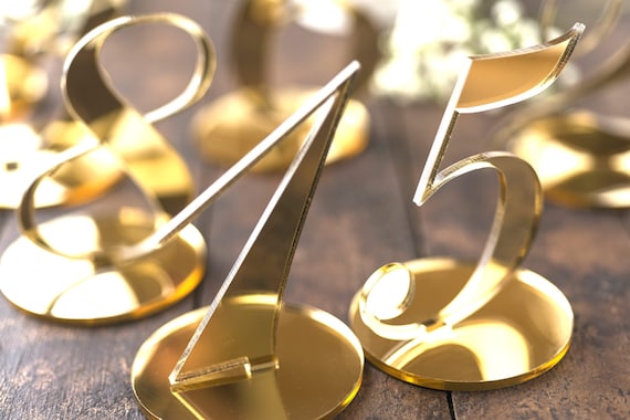 Wedding Table Number Free Standing Table Numbers with Base Event Decor Reception Number Holders Acrylic Table Numbers Party favors 3.4" tall
