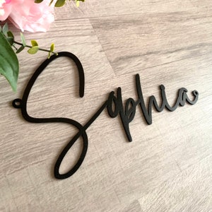 Custom Script Metal Words Personalized Name Plaque Laser Cut Metal Names Metal Wall Sign Nursery Room Wall Art Steel Door Sign image 1