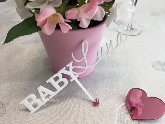 Personalized Baby Name Cake Toppers Cake Centerpieces Welcome Baby Topper Baby Shower Decor Party Picks New Baby Girl Baby Boy Gold Glitter