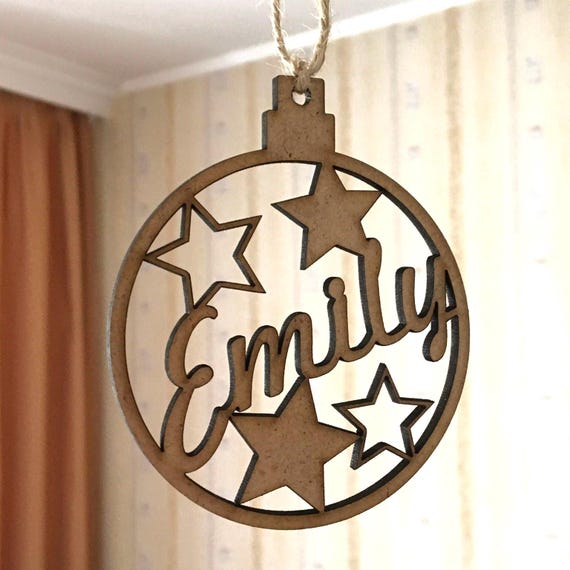 Personalized Christmas Wood Name Ornaments Holiday Gift Tags Custom Name Bauble Xmas Decor Handmade Tree Decorations Acrylic Laser Cut Name