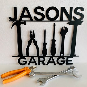Personalized Metal Garage Sign with Custom Name Metal Wall Art - Garage Decor, Man Cave or Workshop Sign, Housewarming, Gift for Mechanic