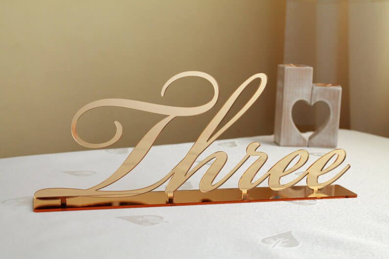 Large Table Script Numbers Wedding Big Acrylic Number Holders First Birthday Sign Word Number Cursive Wedding Decorations Freestanding Base image 3