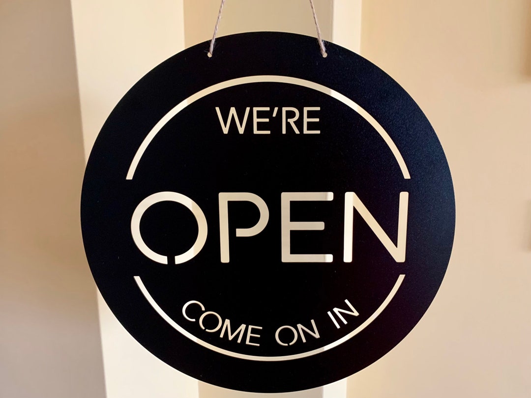 Personalized We're Open Shop Metal Sign Business Open Sign Custom