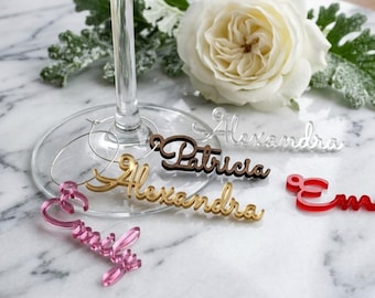 Ciondoli personalizzati per bicchieri da vino, etichette per bevande personalizzate, segnabicchieri in acrilico per matrimoni