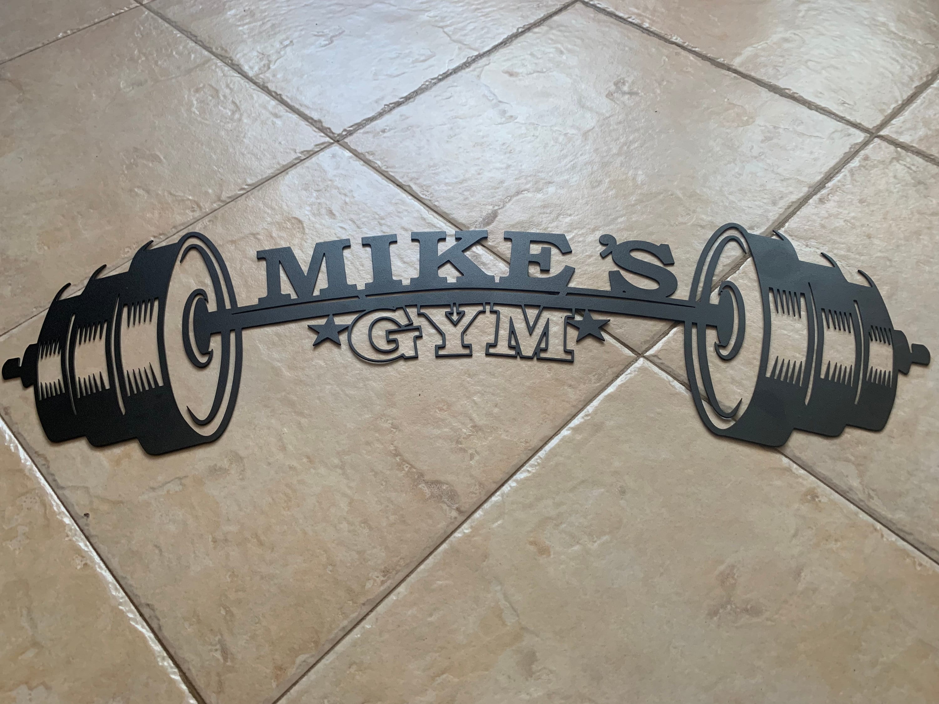 Personalized Gym Metal Sign Custom Name Plaque Home Gym Sign Fitness Training Wall Art Bodybuilding Dad&#39;s Gym Workout Room Weight Lifting