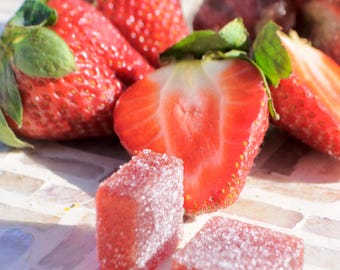 Strawberry Pâte de Fruit: Vegan French Gourmet Candy, Handmade 6oz approx. 15-17 pieces