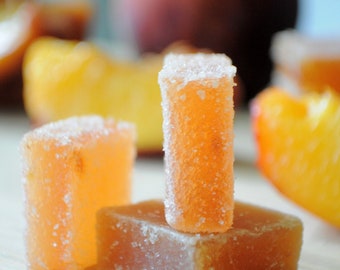 Peach Pâte de Fruits: Vegan French Gourmet Candy, Handmade 6oz approx. 15-17 pieces