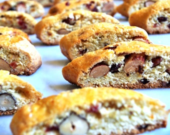 Biscotti Italian handmade cookie with lemon, almonds, apricots, hazelnuts and cranberries, made to order artisan  cookies,  biscotti, gift