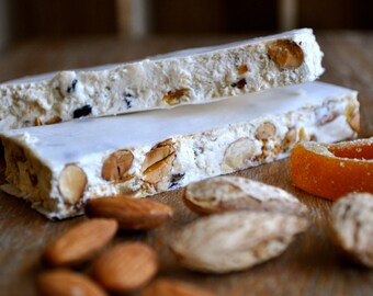 Handmade Nougat Bars , three (3) bars of Italian Toronne, almond honey candy, artisanal confection, delicate candy, edible gift