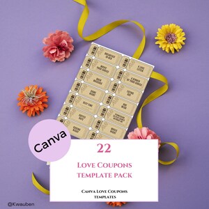 Romantic love coupons | Editable  love coupon for him/her | Printable template for Canva | coupon Template | Personalised | Gift for her/him